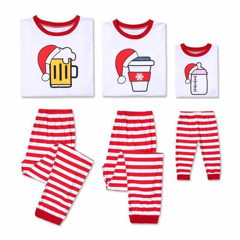 Christmas Beer Coffee Milk Top Family Matching Pajamas Sets