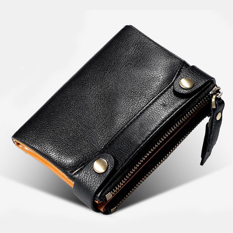 Genuine Leather Multi-function RFID Bifold Wallet