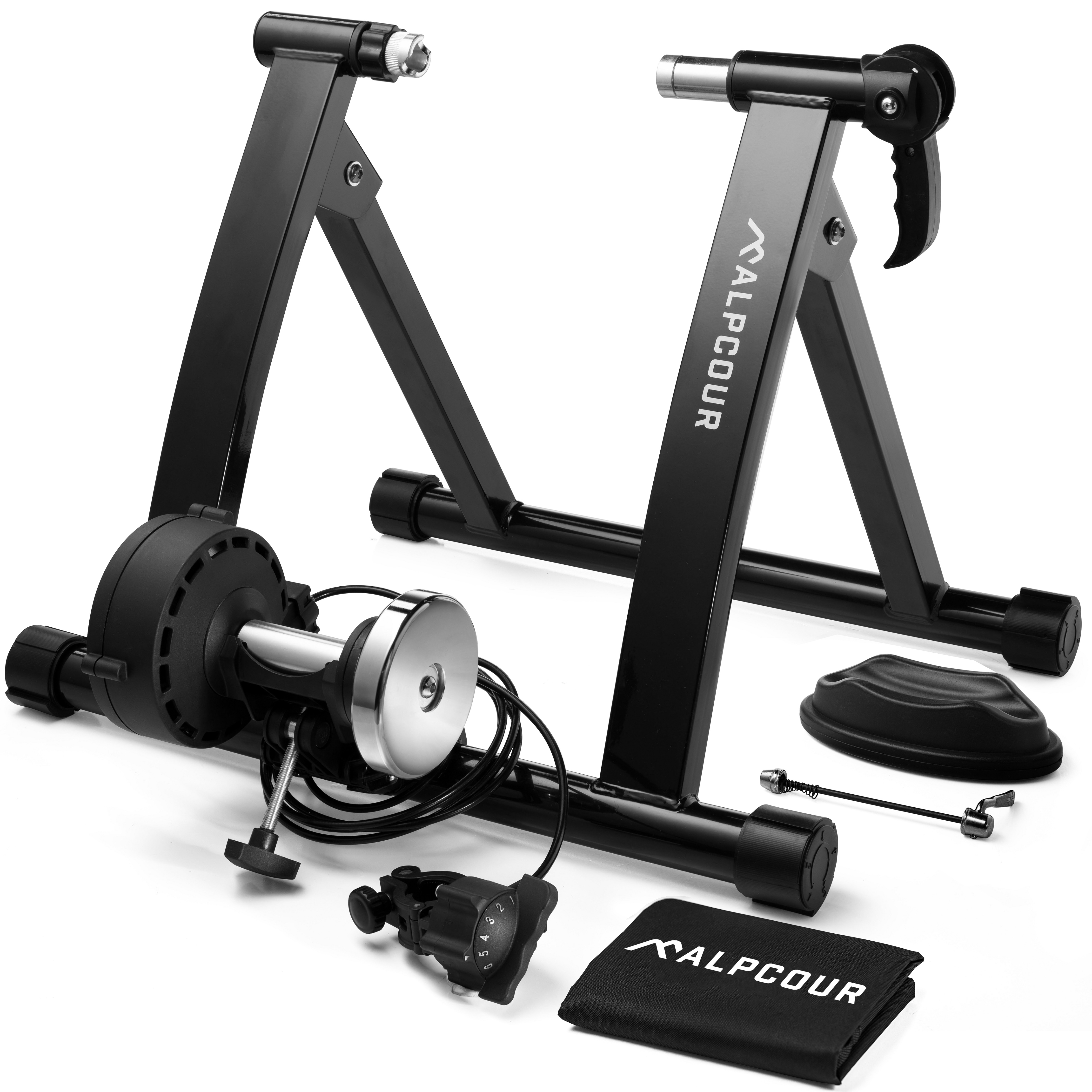 Alpcour Bike Trainer Stand for Indoor Riding Portable Stainless Steel Indoor Trainer With Magnetic Flywheel