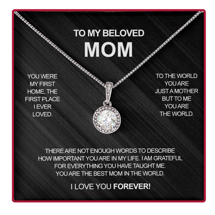 White Gold Necklace - Gift Box - To my Beloved Mom