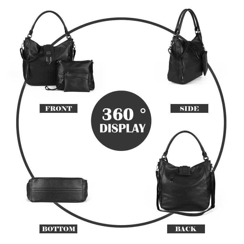 Women Ladies 3Pcs Handbag Set Tote Crossbody Shoulder Bags Purse Clutch