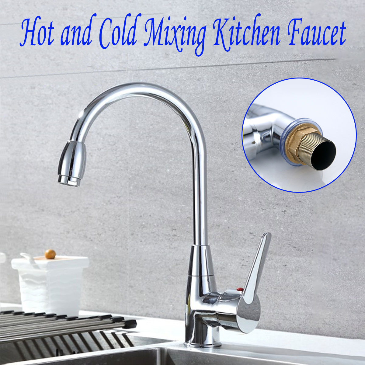 Kitchen Basin Sink Hot and Cold Mixing Chrome Faucet Taps Home Motorhome Camper