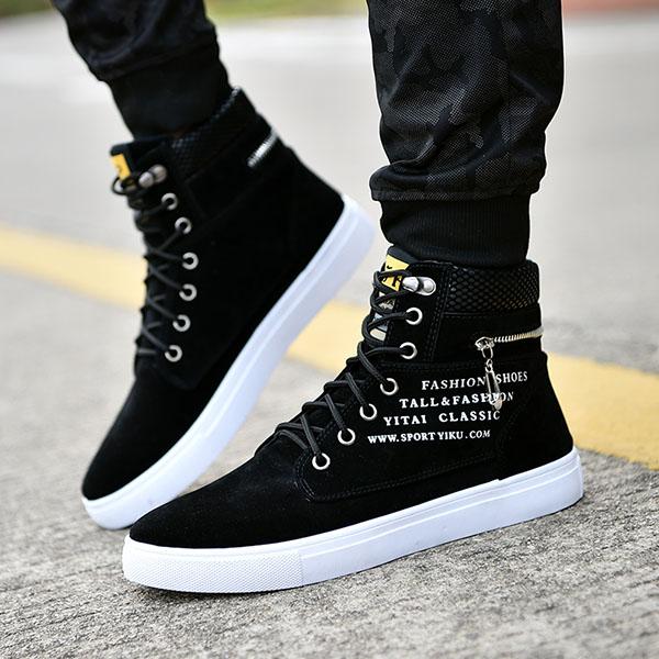 Chicinskates Men's Fall Winter Lace-Up Letter Printing Sneakers