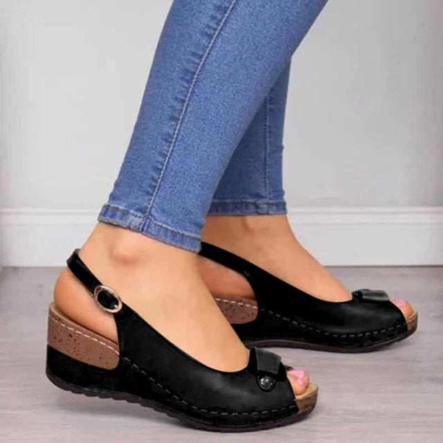 Woman Sandals Retro Wedges Summer Wedge Sandals Female Casual Sewing Women Shoes Comfortable Ladies Sandalias Plus Size
