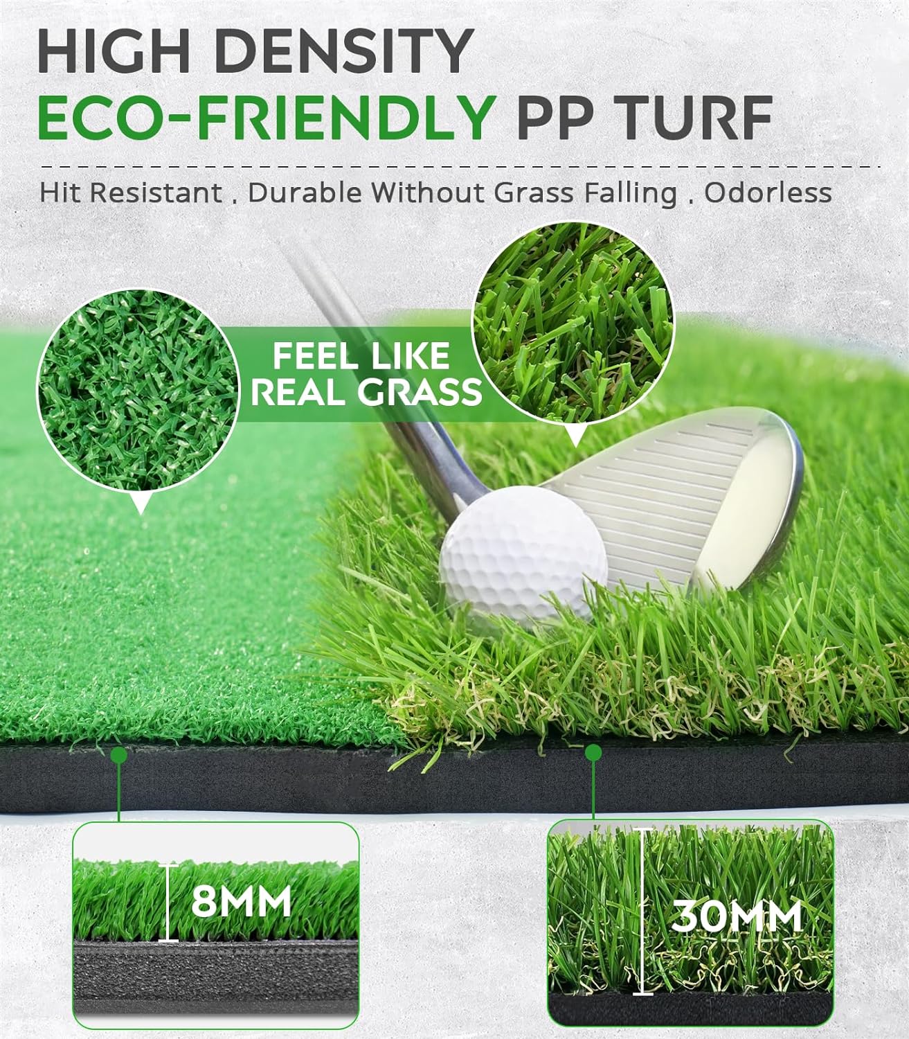 Guecar Golf Mat 5x4 ft Thickening Golf Hitting Mats Premium Impact Golf Practice Mat