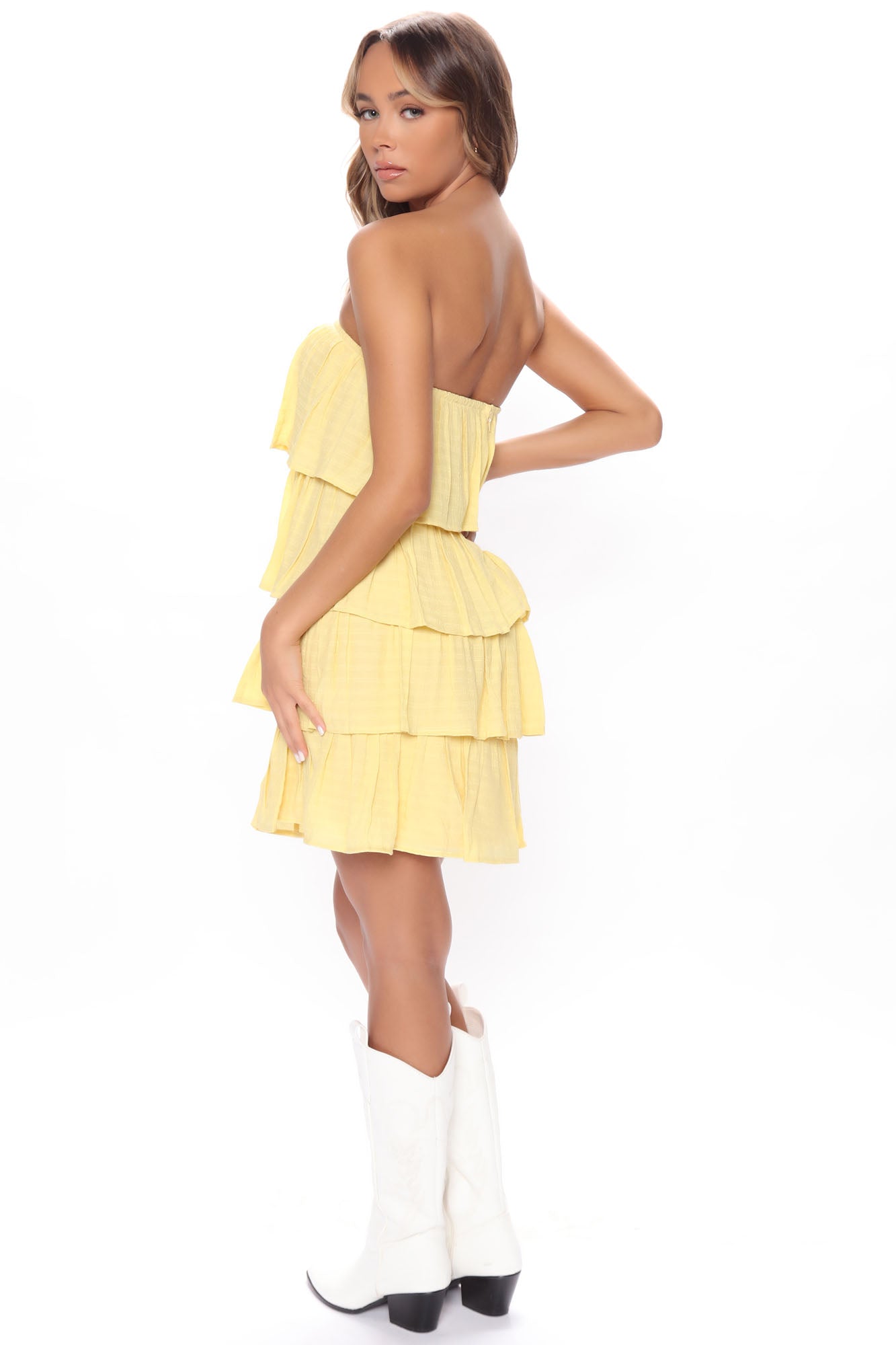 Ruffle It Up Mini Dress - Yellow