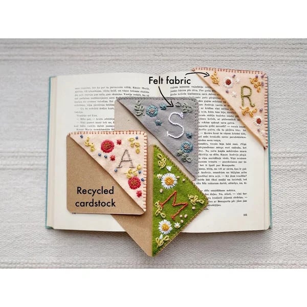 ✨Personalized hand embroidered corner bookmark