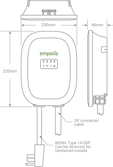 Emporia Level 2 EV Charger 48 Amp 11.5kW 240V