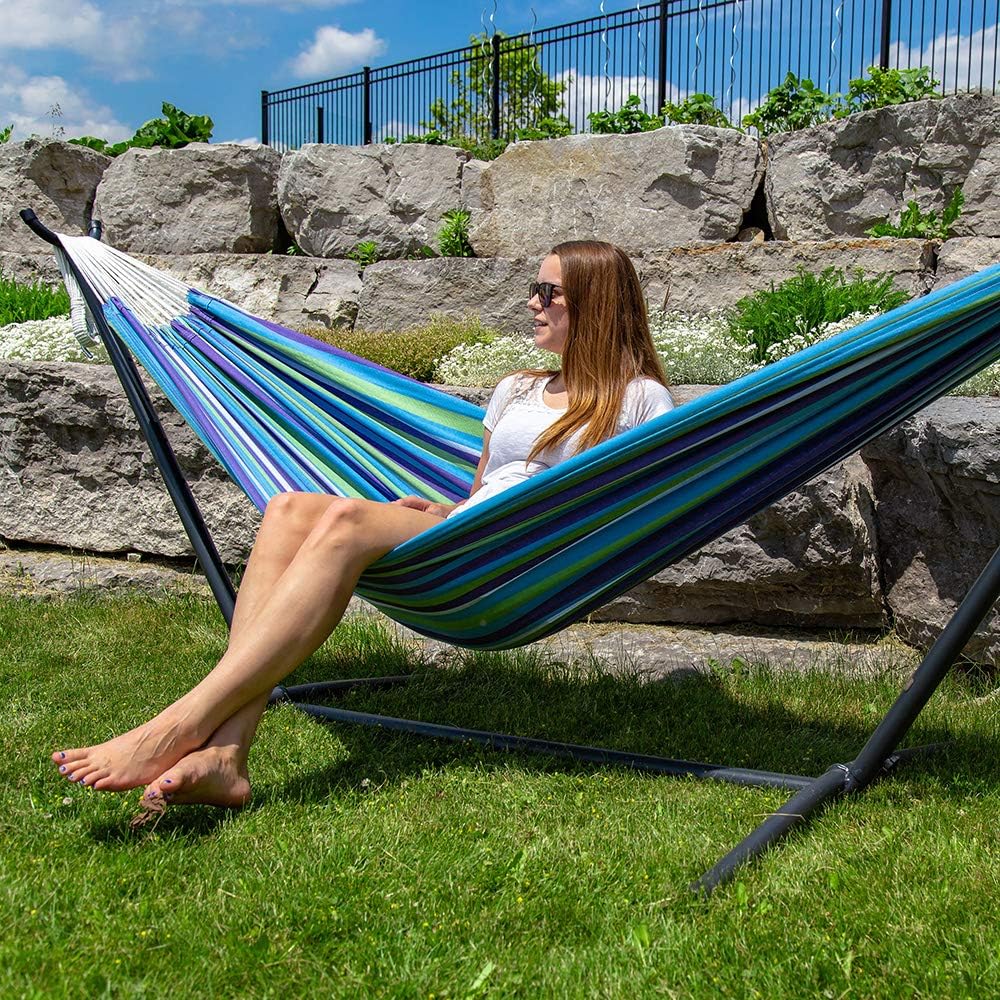 Vivere Double Cotton Combo Hammock with Stand