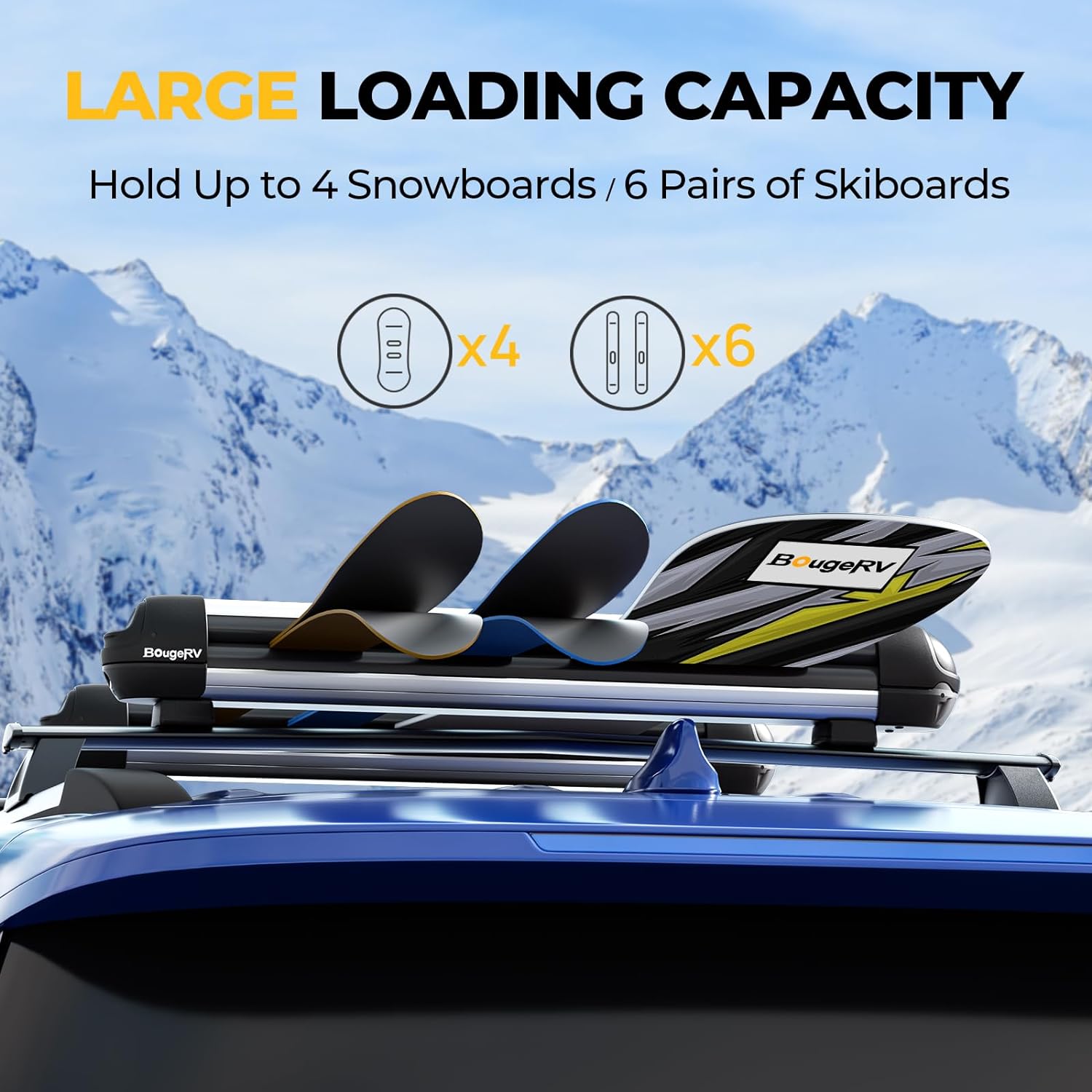 BougeRV Ski And Snowboard Racks Lockable Extension with Sliding Feature