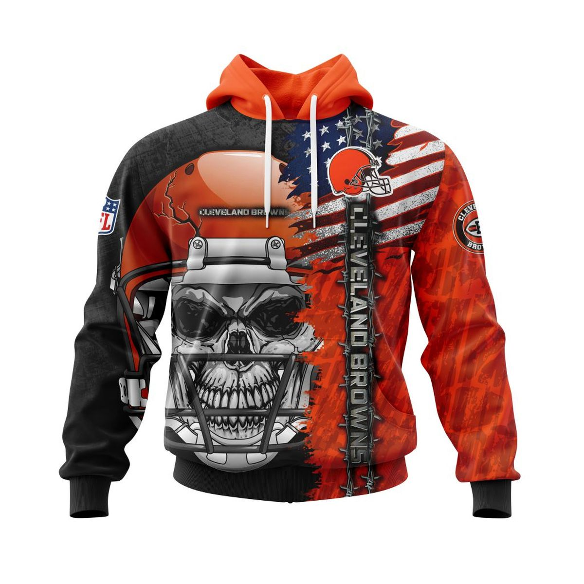 CLEVELAND BROWNS 3D HOODIE SKULL0803