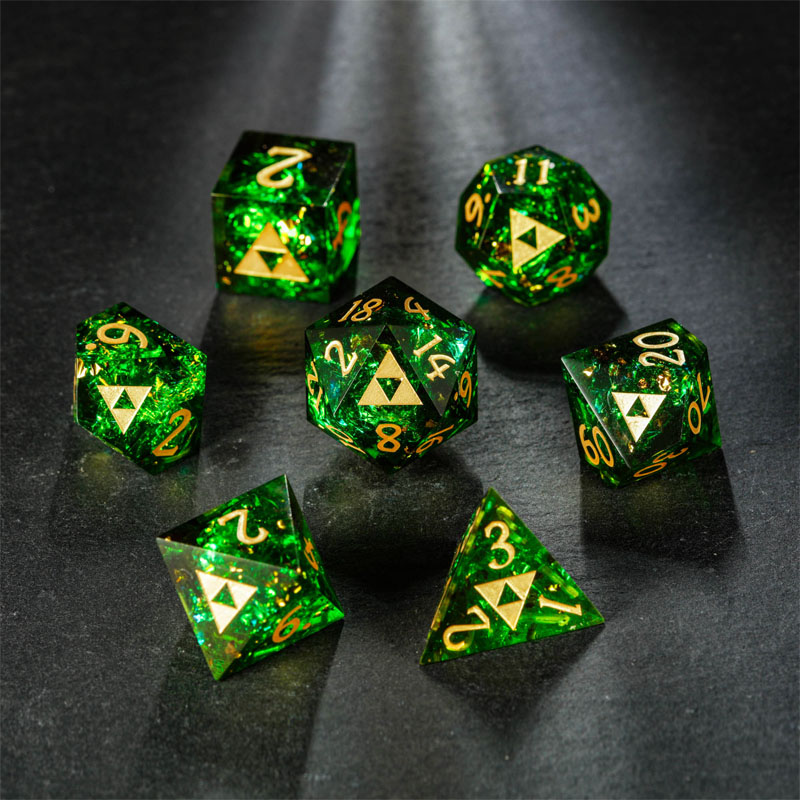 Dark Green Glitter All Zelda Dice Set