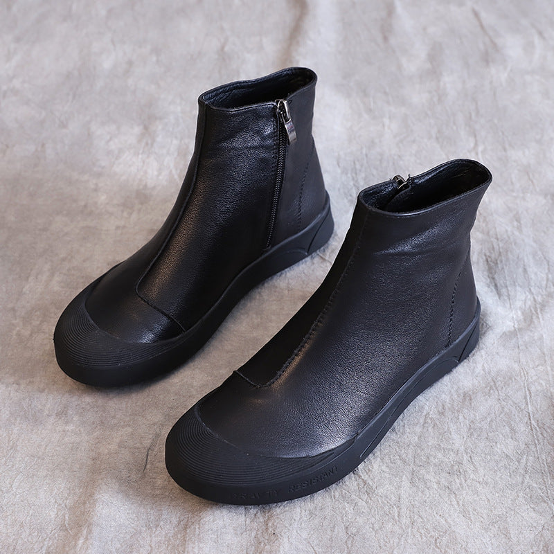 Women's Winter Genuine Leather Flat Ankle Boots