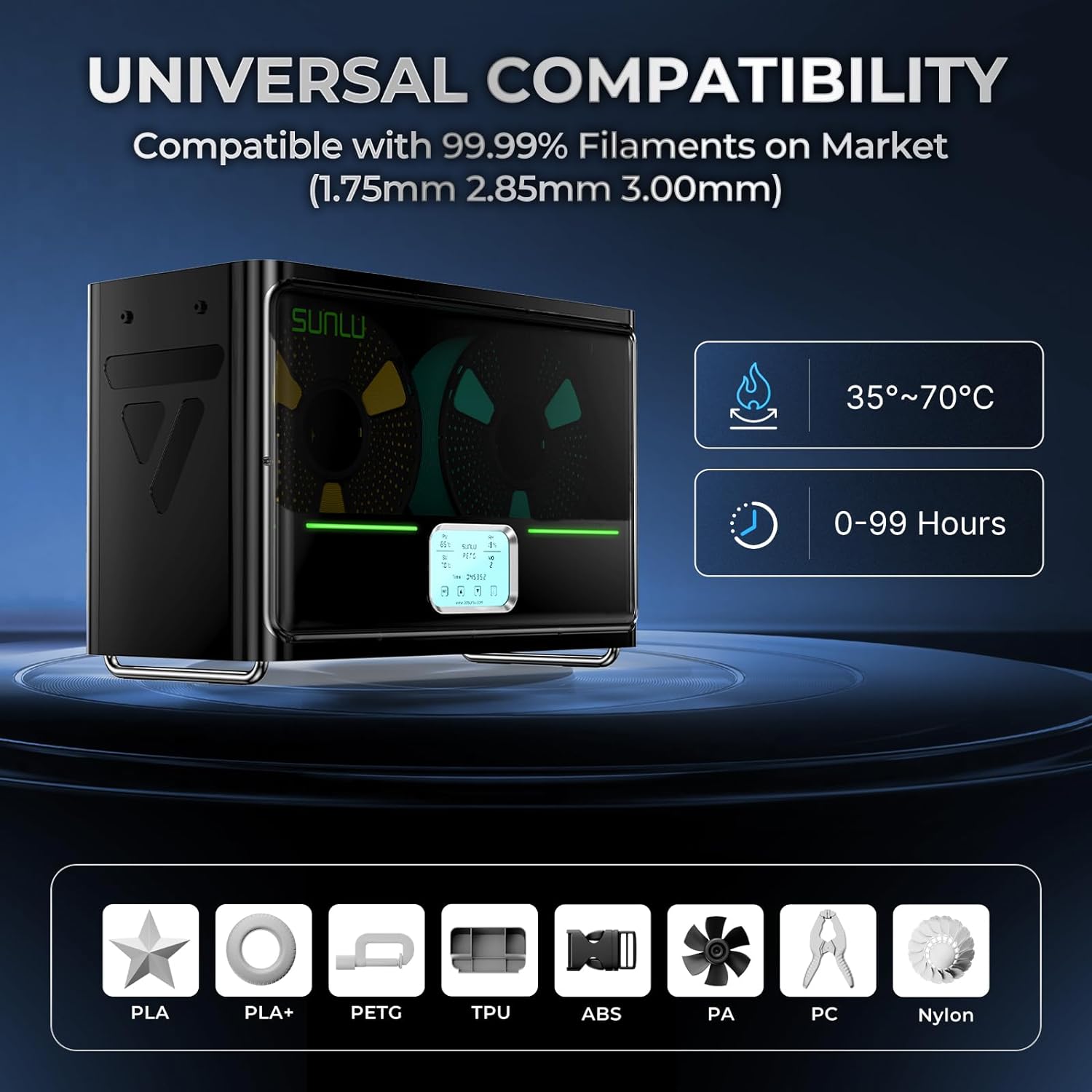 SUNLU Official Filament Dryer Box Four-Spool 3D Printer Dehydrator with Rapid Heating