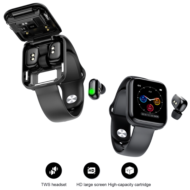 2 in 1 Smart Watch with Wireless Bluetooth Earbuds - Multifunctional & Deep Waterproof Fitness Tracker Sports Bracelet