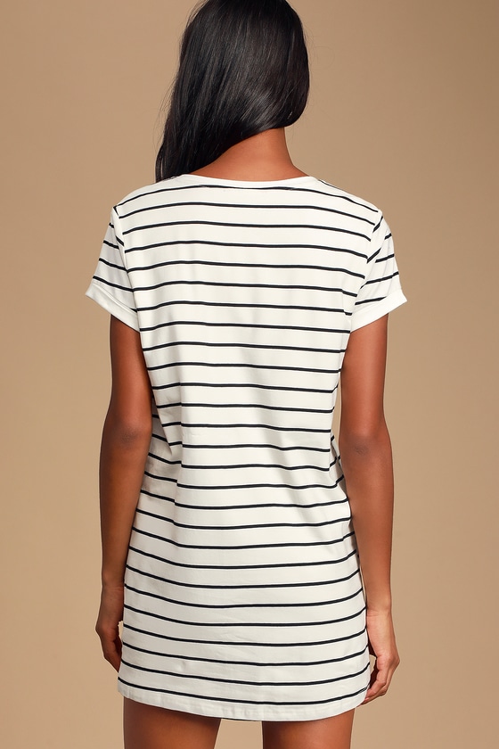 Cafe Society Black and Cream Striped Dress Mini Dress