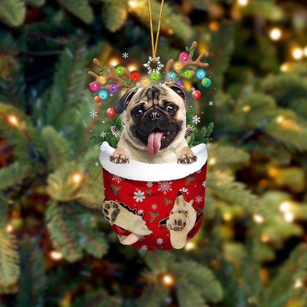 FAWN Pug In Snow Pocket Ornament