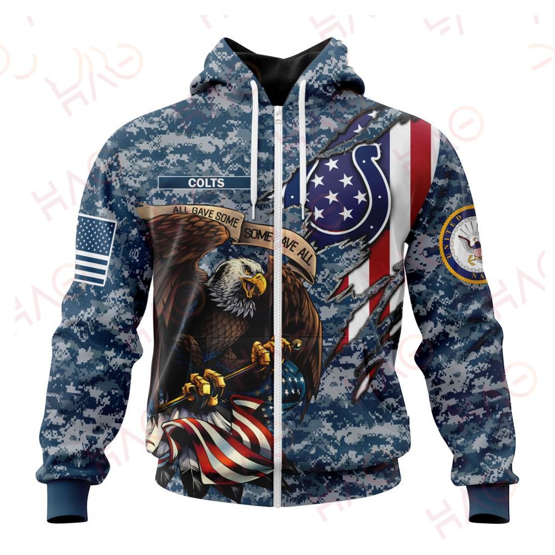 INDIANAPOLIS COLTS 3D HOODIE US NAVY VETERANS