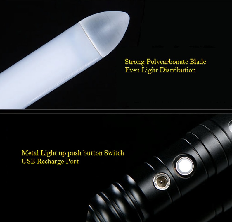 Color Changing Lightsaber with Sound – Extremely Durable, Attractive Black Hilt, Aluminum, Rounded Shaped Emitter, RGB