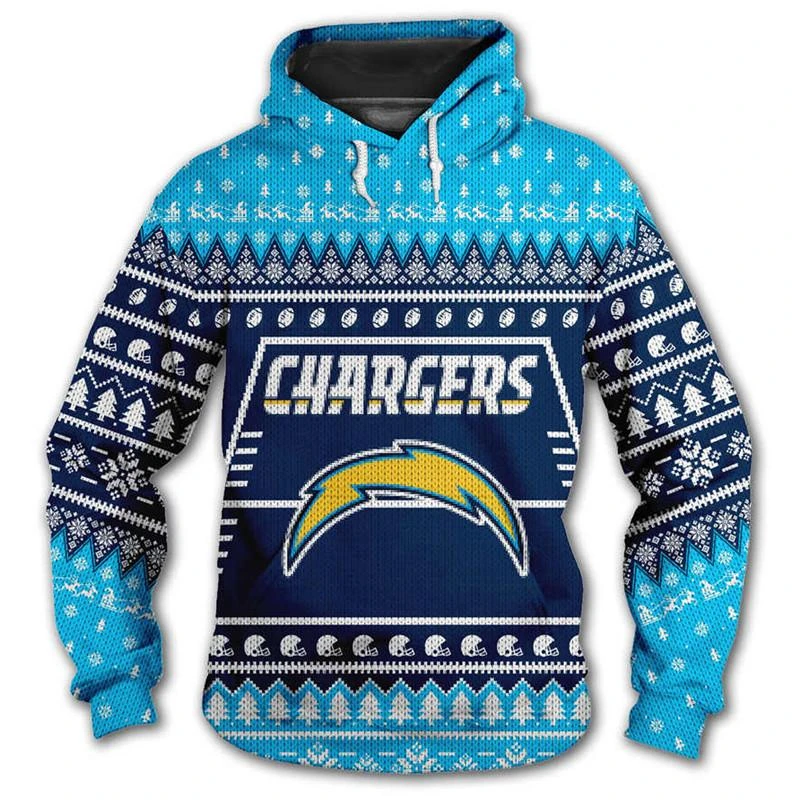 LOS ANGELES CHARGERS 3D CHRISTMAS HOODIE ABC02