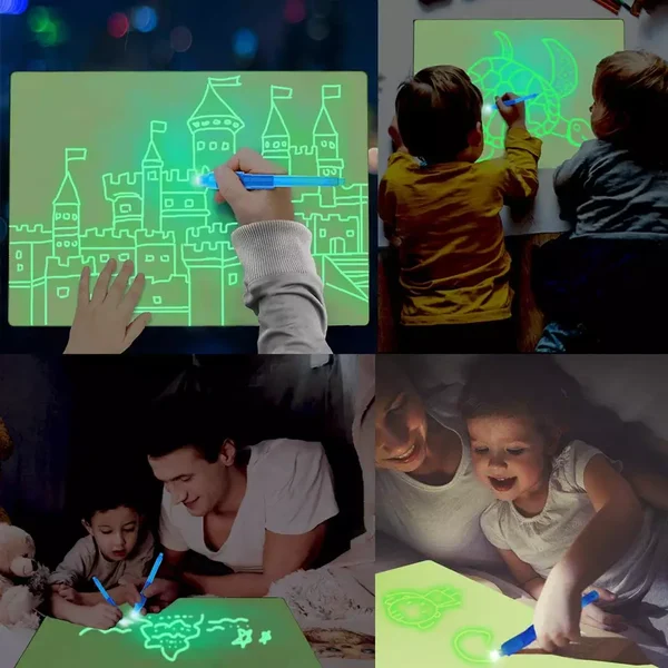 🌟Fun Magnetic Drawing Board Glow in Dark with Light!☀