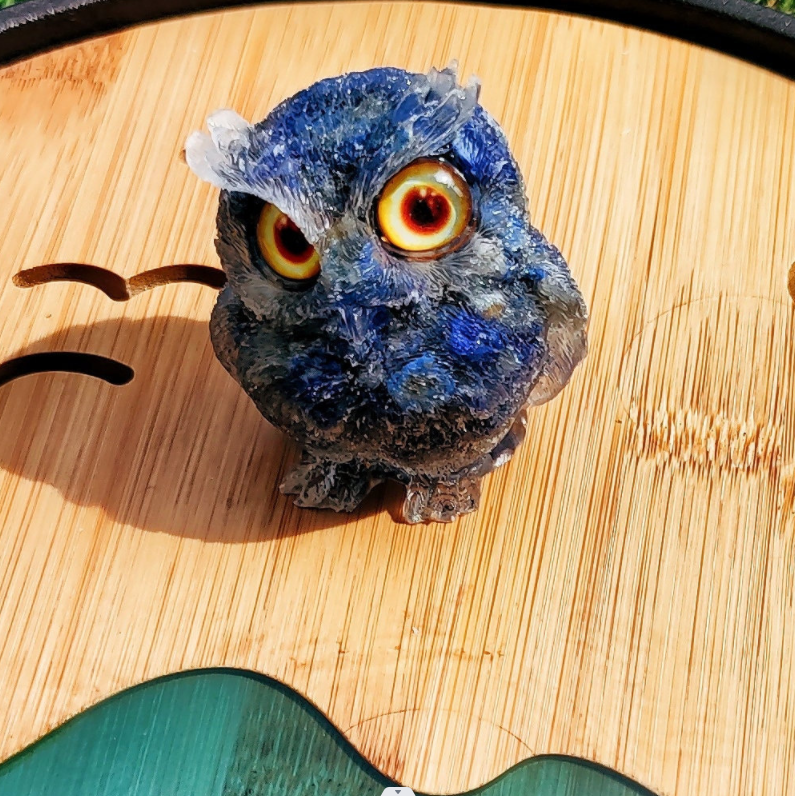 Lapis Lazuli CRYSTAL Resin Owl Figure--Reiki and Chakra Balancing