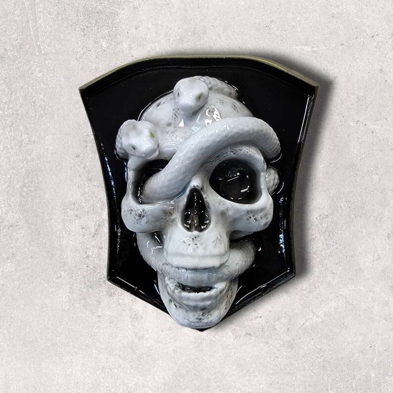 Harley Motorcycle Custom 3D Snakes And Skull Custom Side-mounted Horn Cover