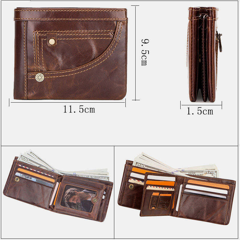 Fashionable Real Leather Slim RFID Wallet
