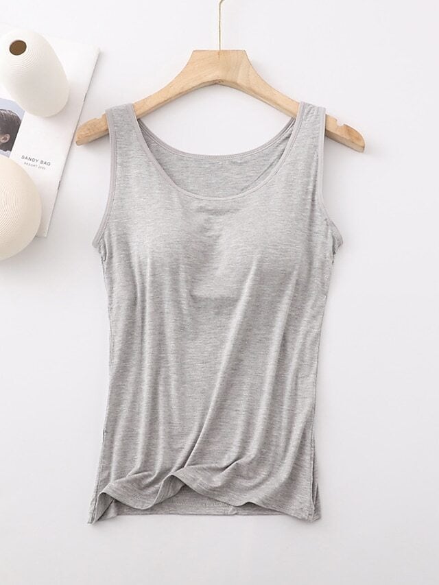 Women's Tank Top with Built-In Bra, Sleeveless Casual Basic Round Neck Regular - 10-Piece Sets🔥PLUS SIZE