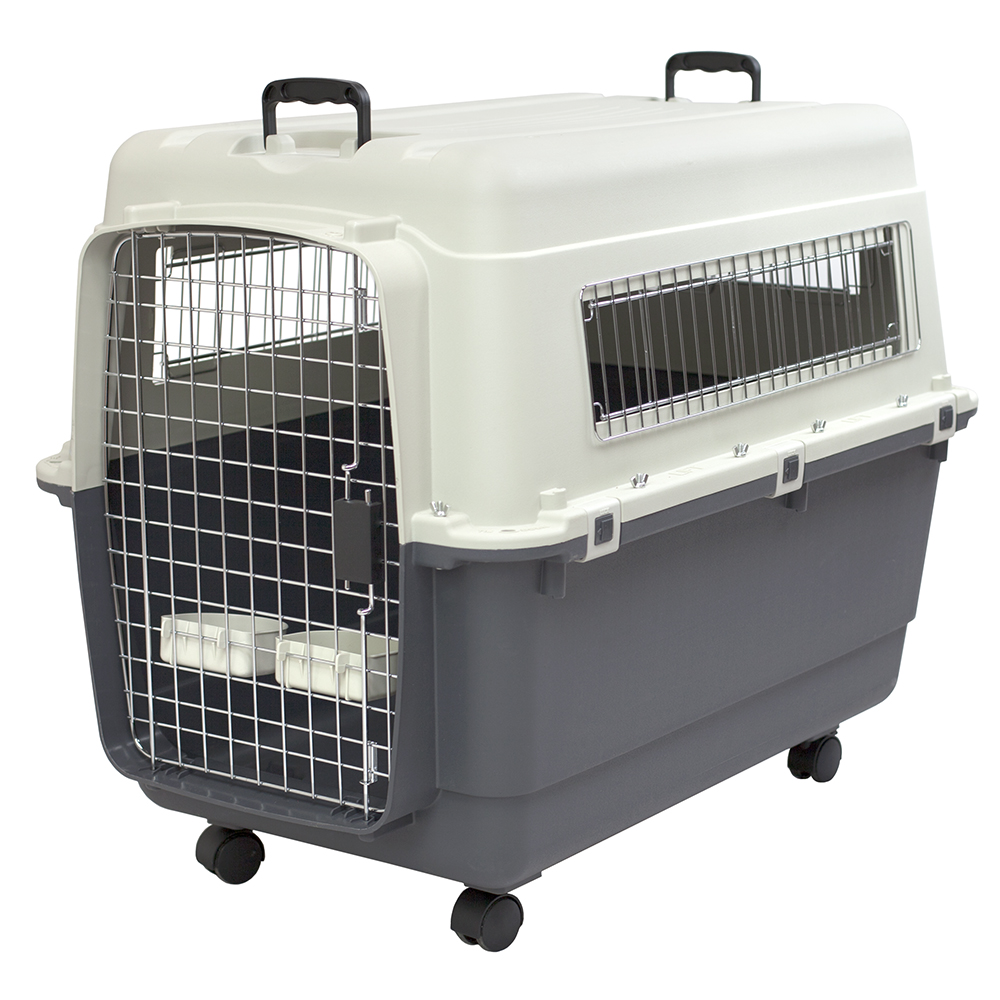 Sport Pet Designs Plastic Kennels Rolling Plastic Airline Approved Wire Door Travel Dog Crate