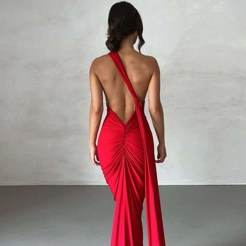 Natalie Oblique Shoulder Maxi Dress