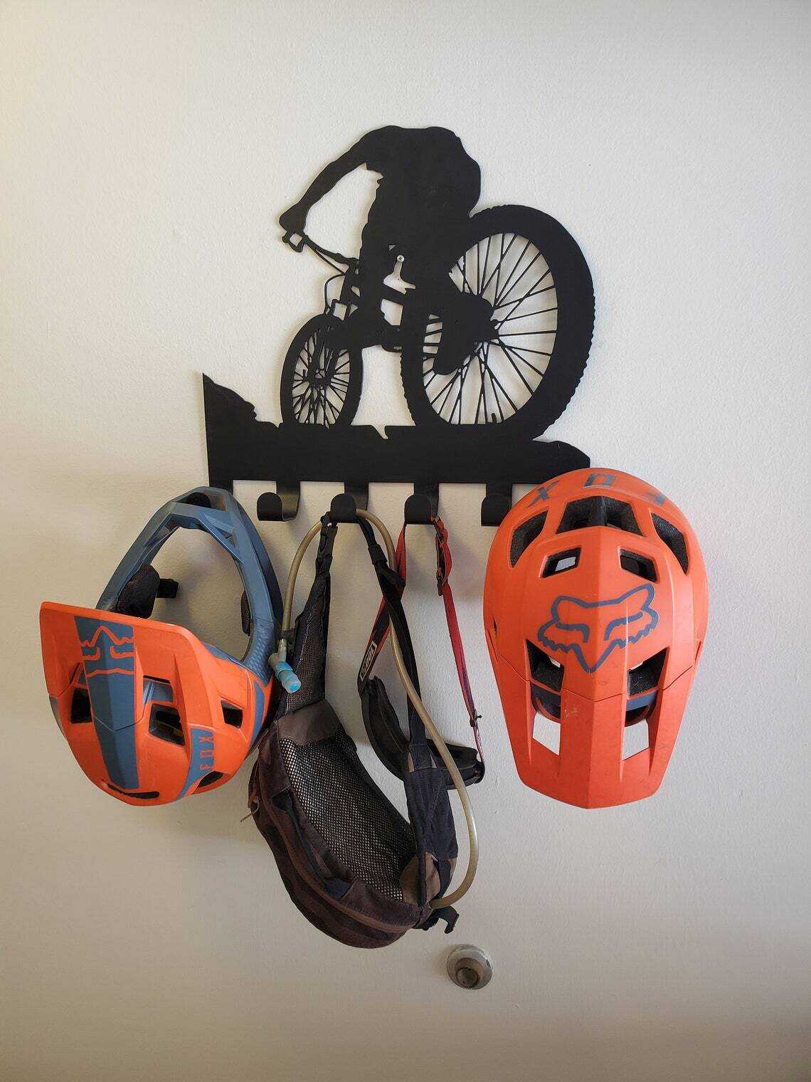 Mountain bike gear rack / metal wall decor