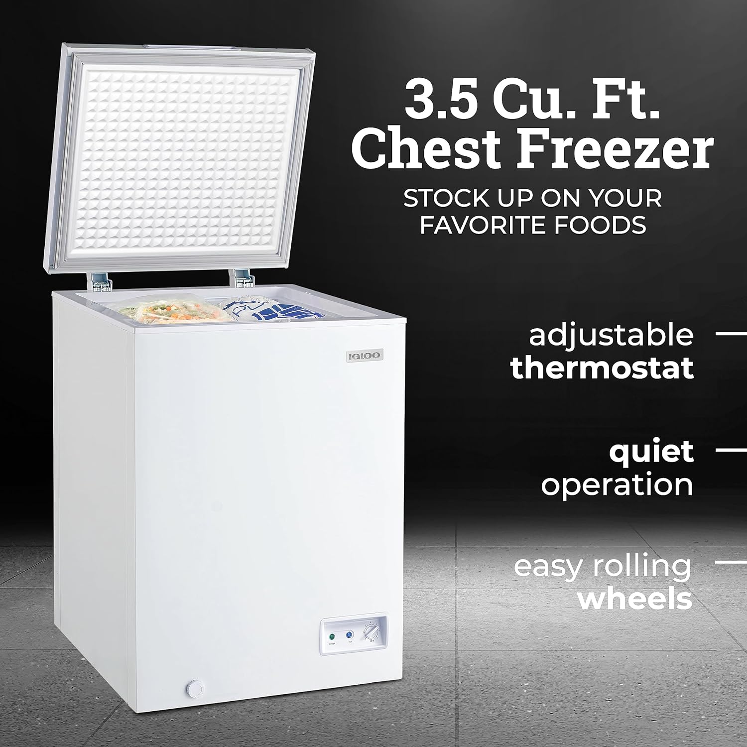 Igloo 3.5 Cu Ft Chest Freezer with Removable Basket and Front Defrost Water Drain