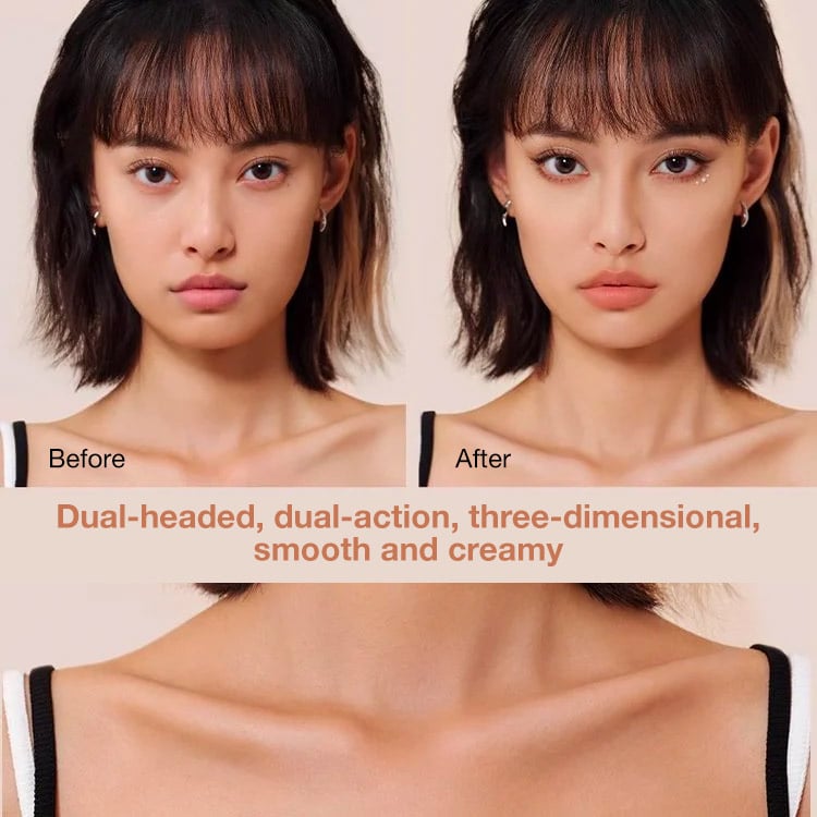 Double Head Makeup Stick-Highlighter & Contour-Fast and simple operation for beginners, makeup like a pro