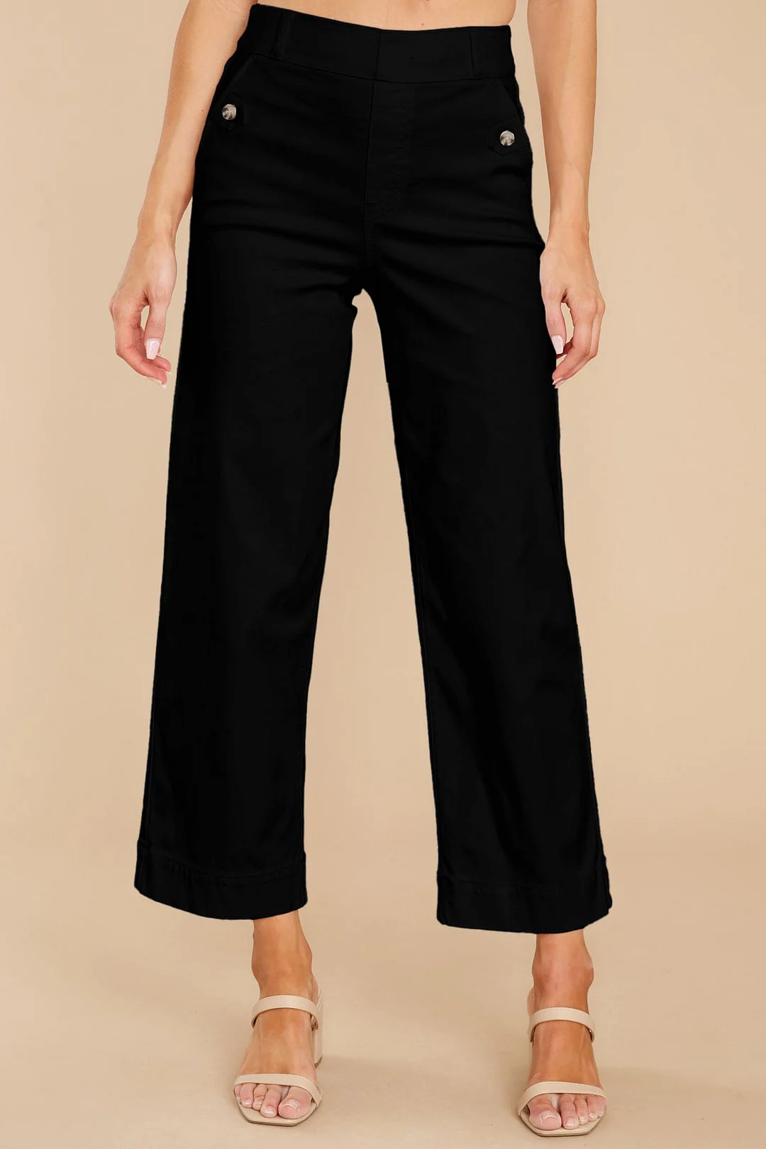 Stretch Twill Cropped Wide Leg Pant (Buy 1 Free Shipping)