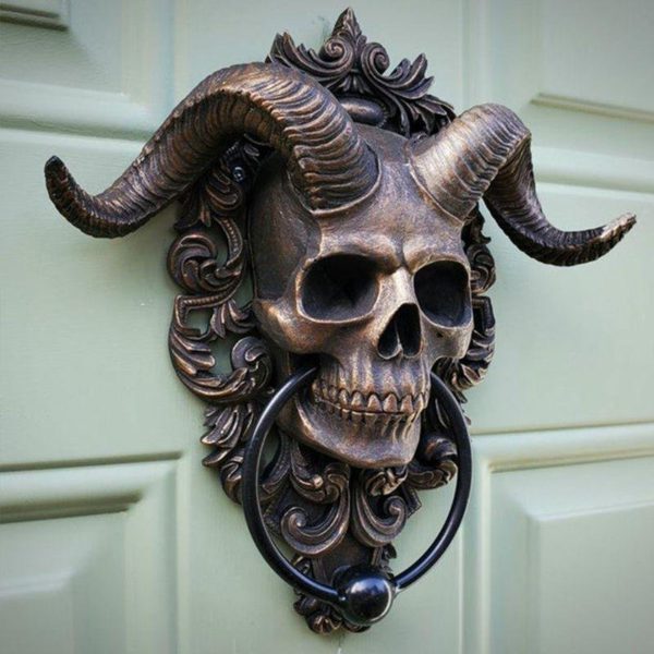 Horned Skull Hanging Door Knocker