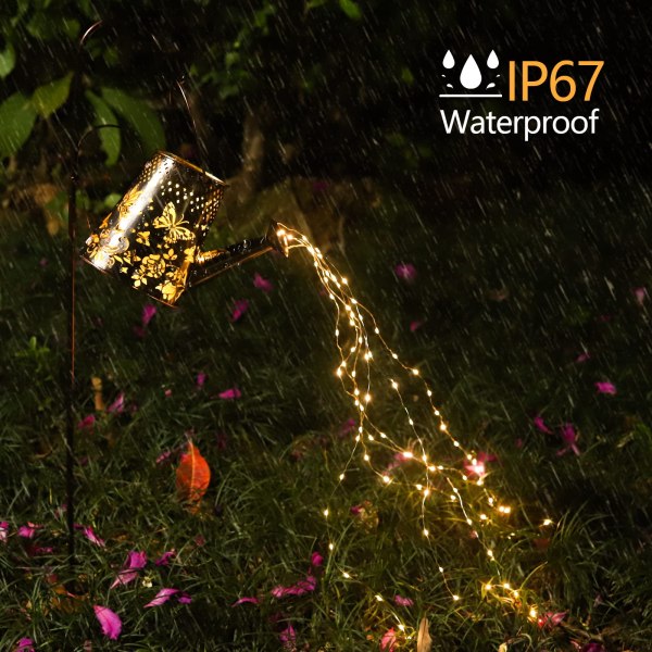 💦2022 New Upgrade Solar Watering Can Lights --Waterproof Garden Flower Decor with 32 inch Shepherd Hook