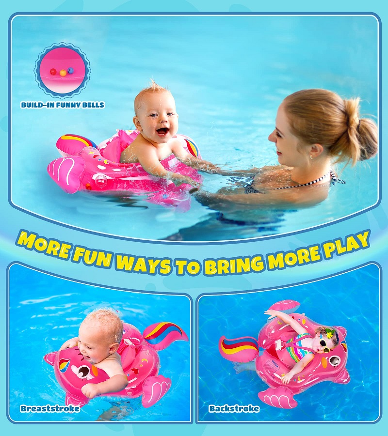 Baby Swimming Pool Float with Removable UPF 50+ Sun Protection Canopy