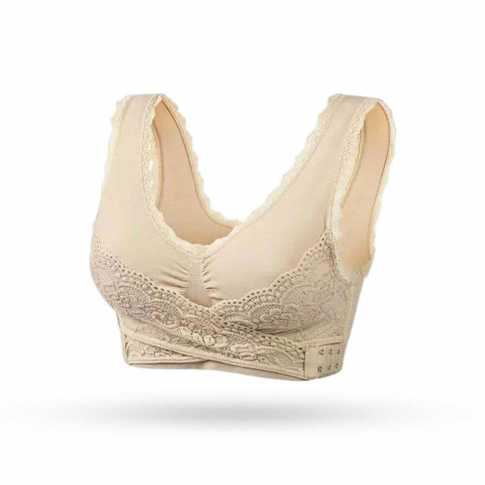 TLOPA Tourmaline Shaping Wireless Silky Bra, Comfort Breathable Fabric, Front Cross Side Buckle Lace