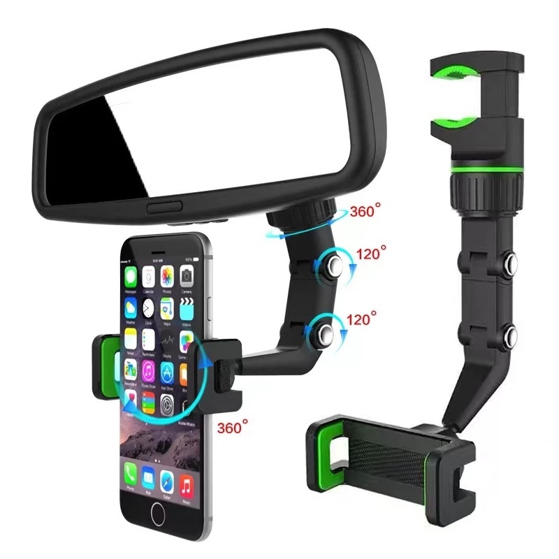 2021 New Multi-function Adjustable 360° Universal Rearview Mirror Phone Holder