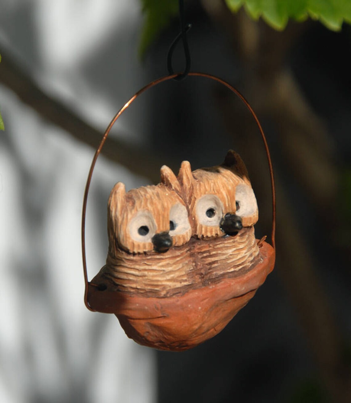 Sleeping baby screech owls ornament