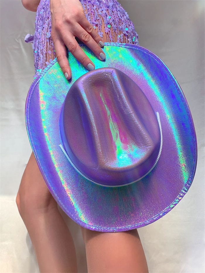 Holographic Cowboy Hat Bachelorette Party Favors | Festival Outfit Ideas