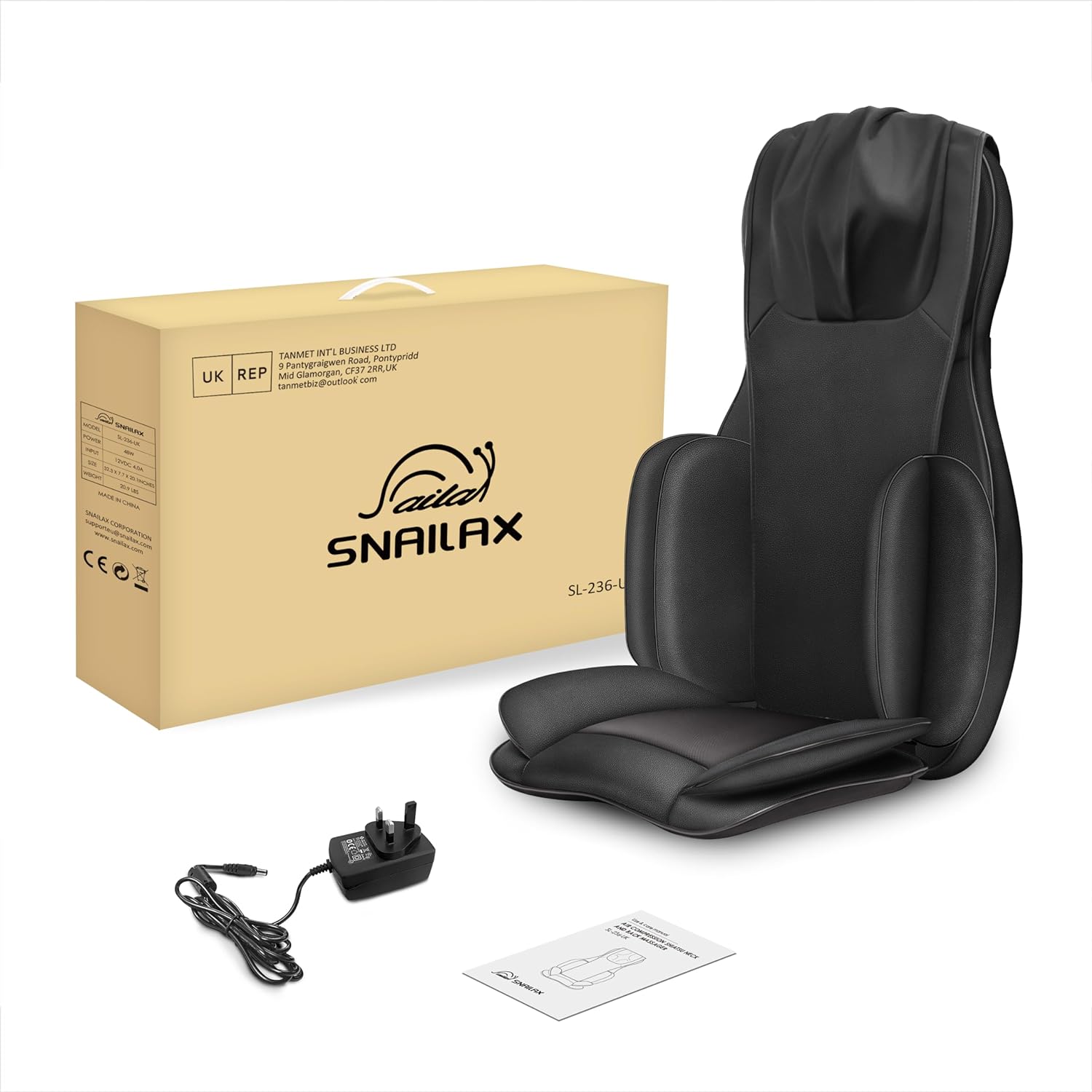Snailax Full Body Massage Chair Pad Shiatsu Kneading Seat Portable Neck Back Massager