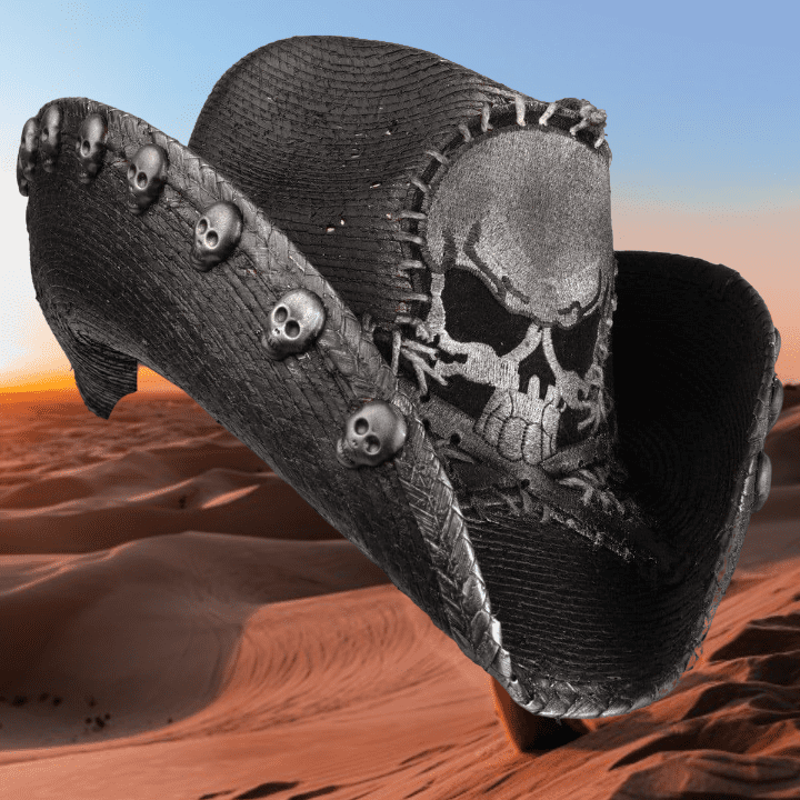 Heavy Metal Rocker Handstitched Skull Hat