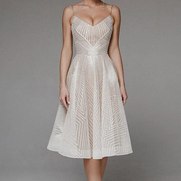 Fashion V Neck Sling A-Line Dress