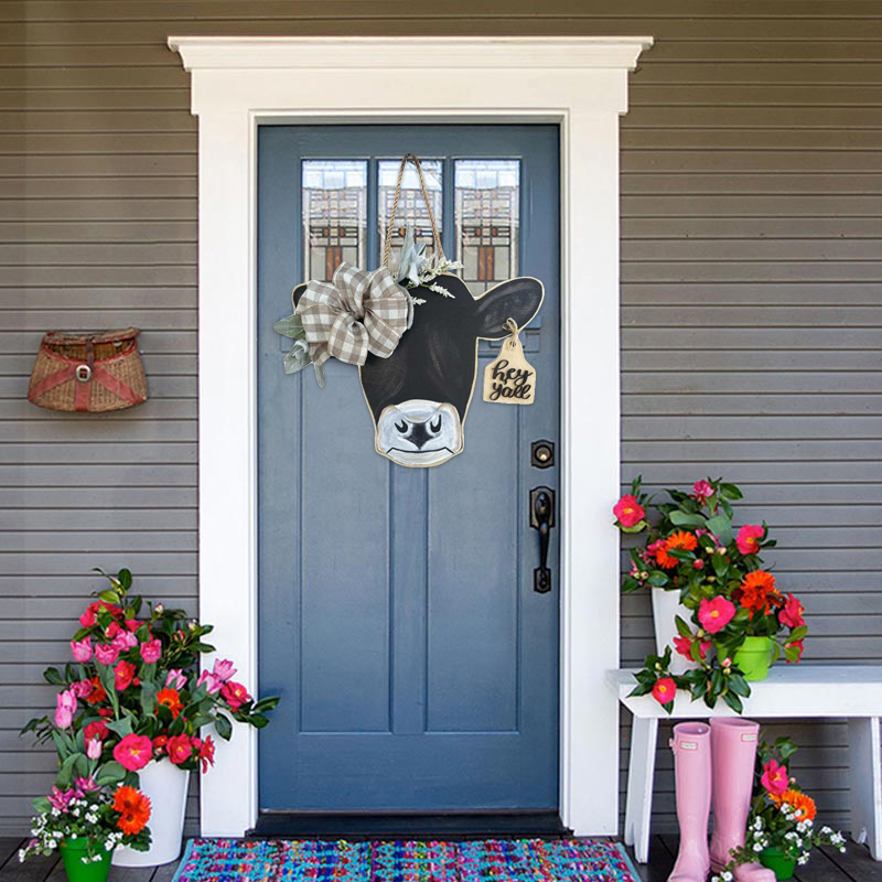 🔥Spring Hot Sale🌷Farmhouse Cow Head Welcome Wreath