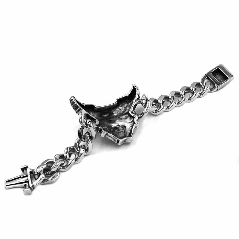 Stainless Steel Skull Engine Eagle Link Biker Bracelet