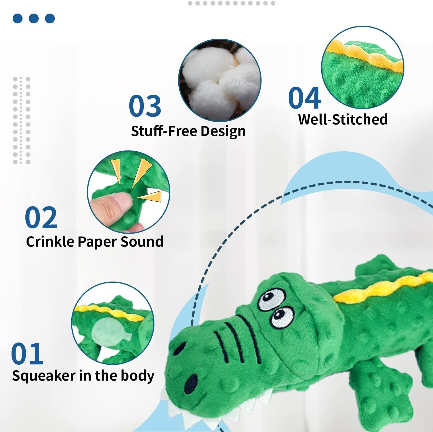 RobustGatorTM - Indestructible Squeaky Plush Toy For Aggressive Chewers