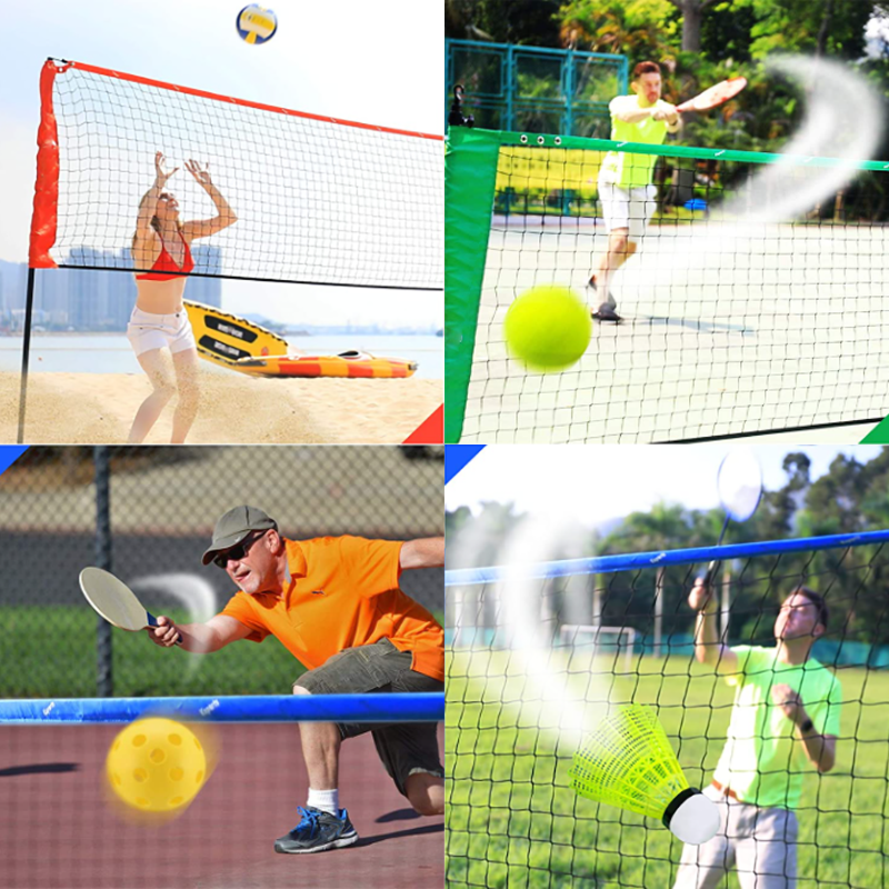 Portable Badminton Net Set - Easy Setup Nylon Sports Net with Poles for Tennis, Soccer Tennis, Pickleball, Volleyball