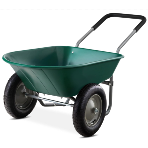 Best Choice Products Dual Wheel Home Utility Yard Wheelbarrow Garden Cart